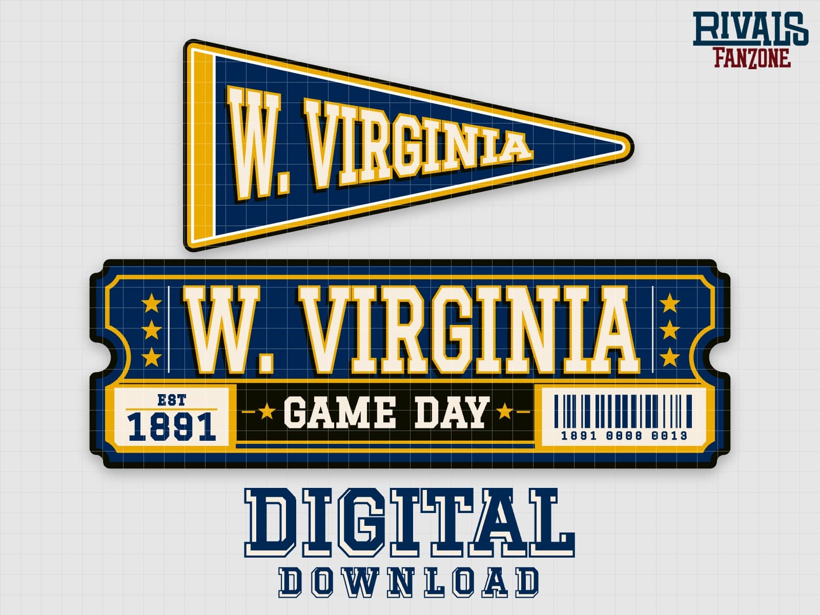 West Virginia Pennant & Ticket SVG – Cricut Cut Files — preview 1