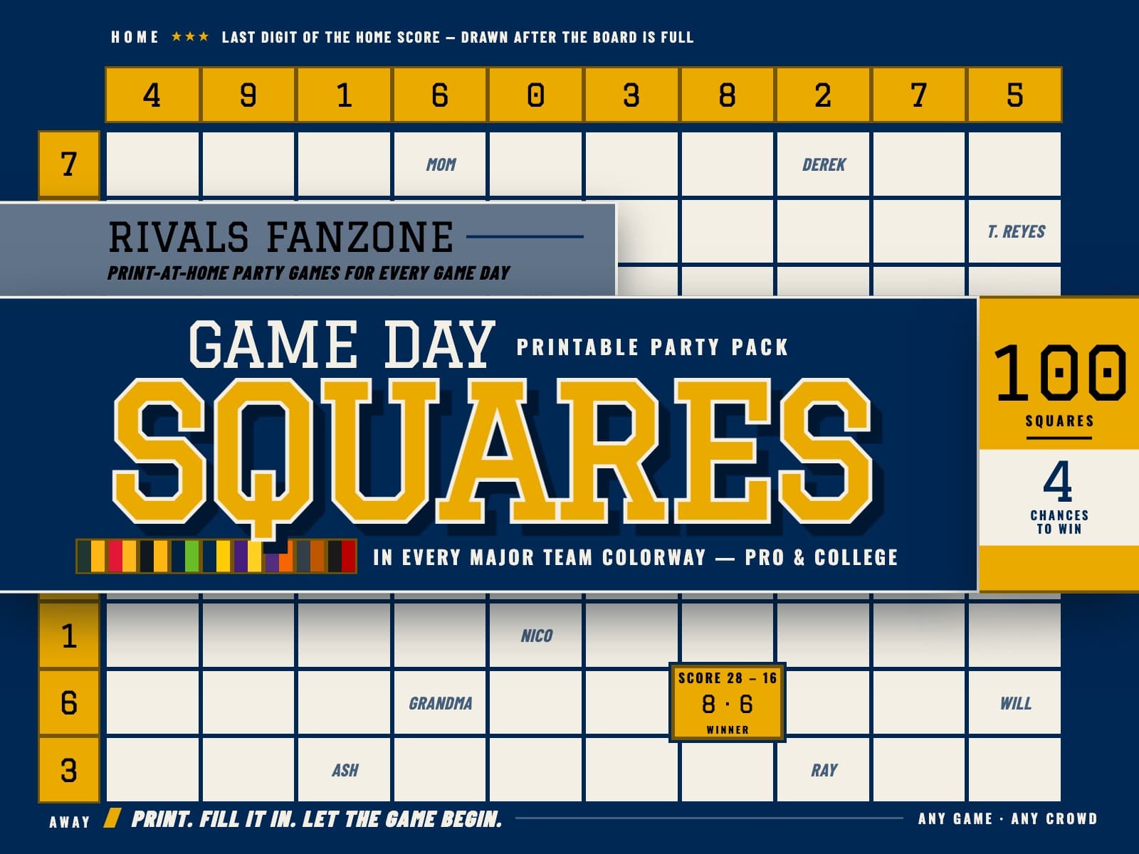 West Virginia Football Squares — preview 1