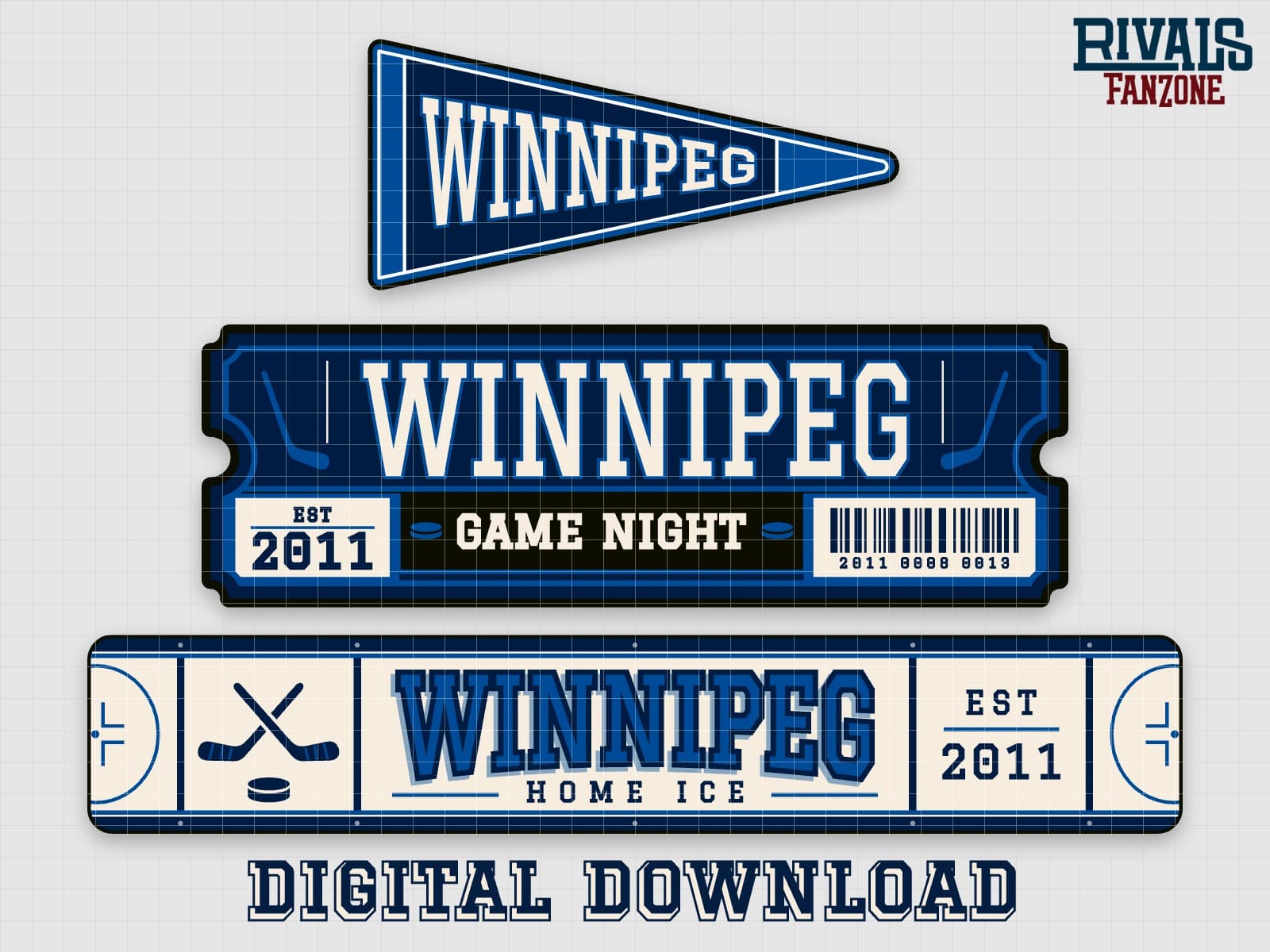 Winnipeg Hockey Pennant, Ticket & Rink Sign SVG – Cricut Cut Files — preview 1