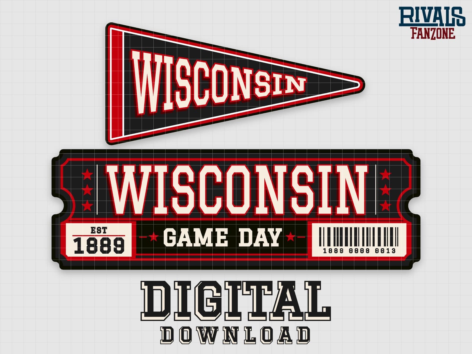 Wisconsin Pennant & Ticket SVG – Cricut Cut Files — preview 1