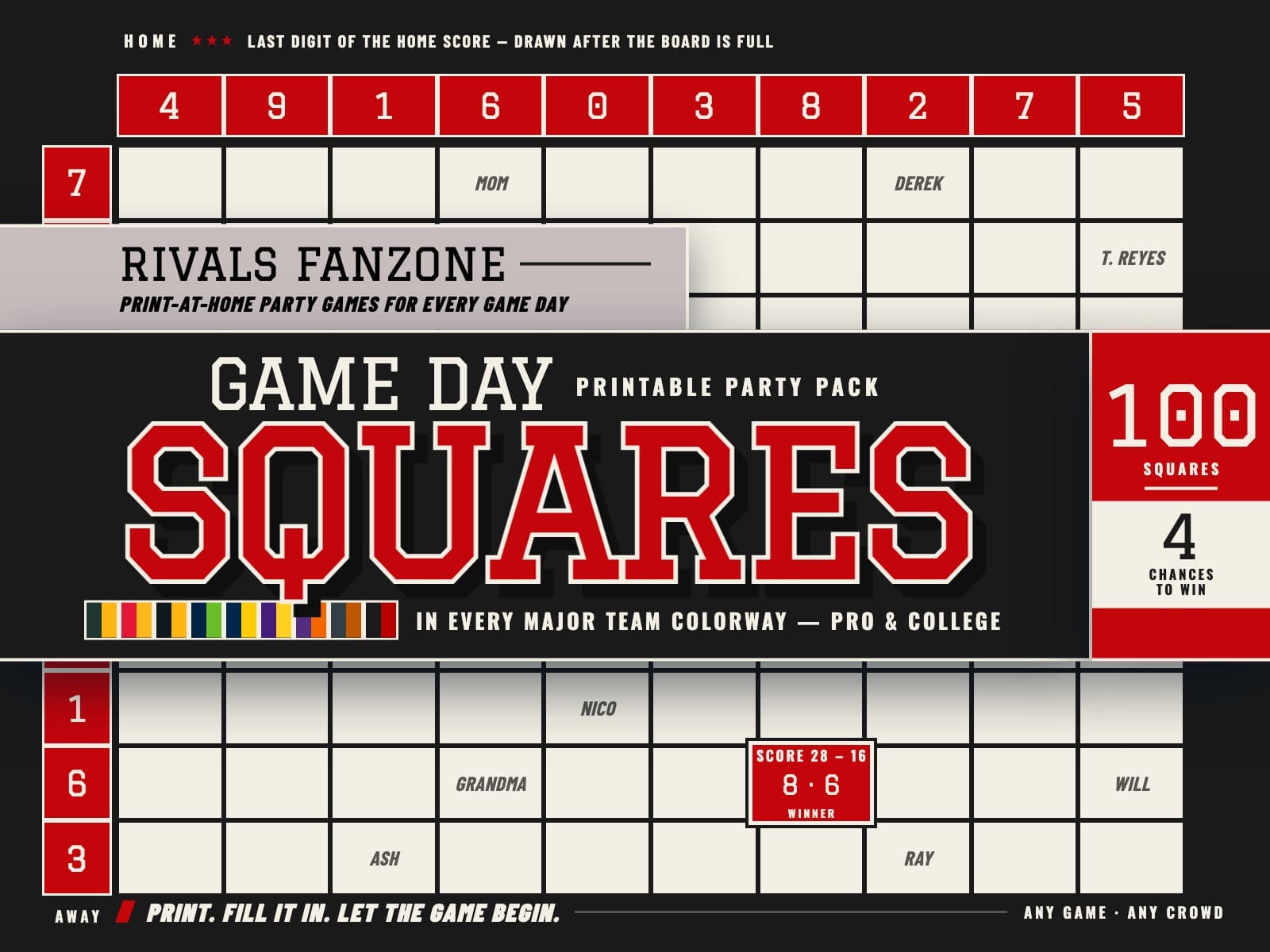 Wisconsin Football Squares — preview 1
